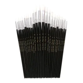 12 Black Stick White Nylon Hair Art Brushes