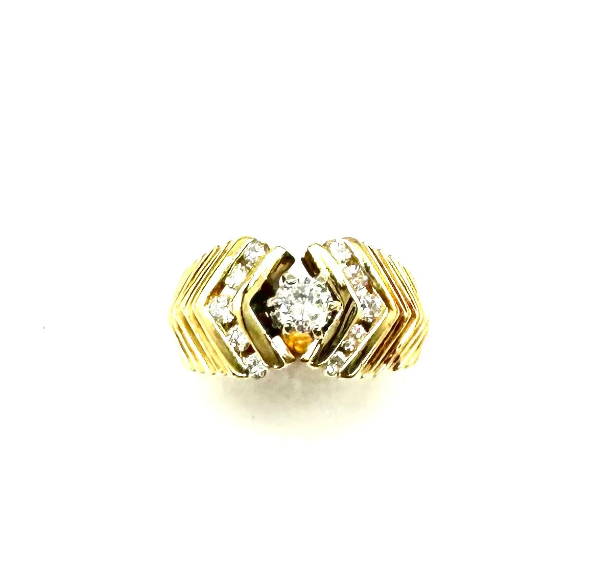 1/2 CTW Chevron Style Step Shank Diamond Ring