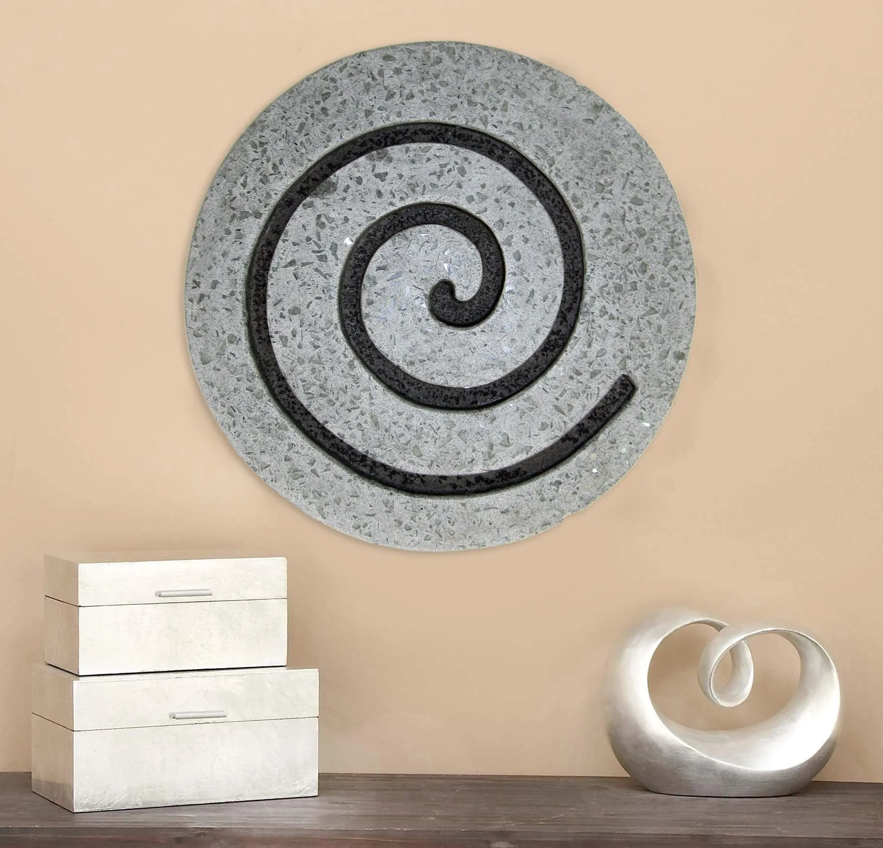 19" Gray Round Modern Spiral Wall Art By Homeroots