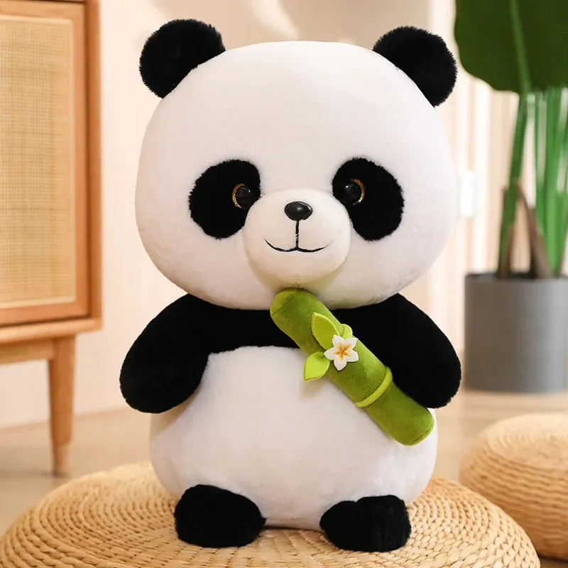 25/35/45cm Lovely Panda Plush Toys Cute bamboo Panda Bears with bamboo Plushie Doll Stuffed Animal Toy For Kids  Best Gift