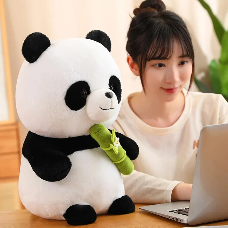 25/35/45cm Lovely Panda Plush Toys Cute bamboo Panda Bears with bamboo Plushie Doll Stuffed Animal Toy For Kids  Best Gift