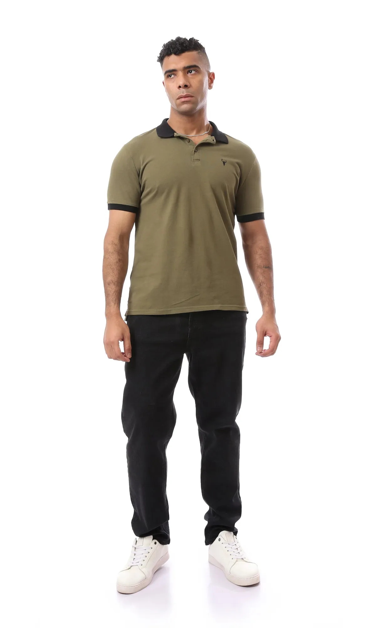 57973 Comfy Classic Collar Buttoned Dark Khaki Polo Shirt