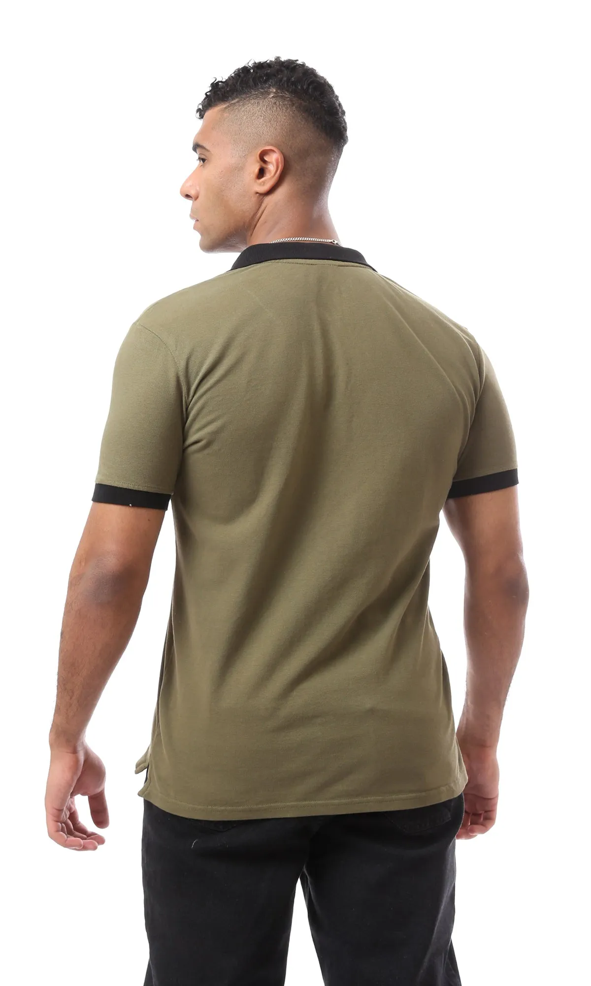 57973 Comfy Classic Collar Buttoned Dark Khaki Polo Shirt