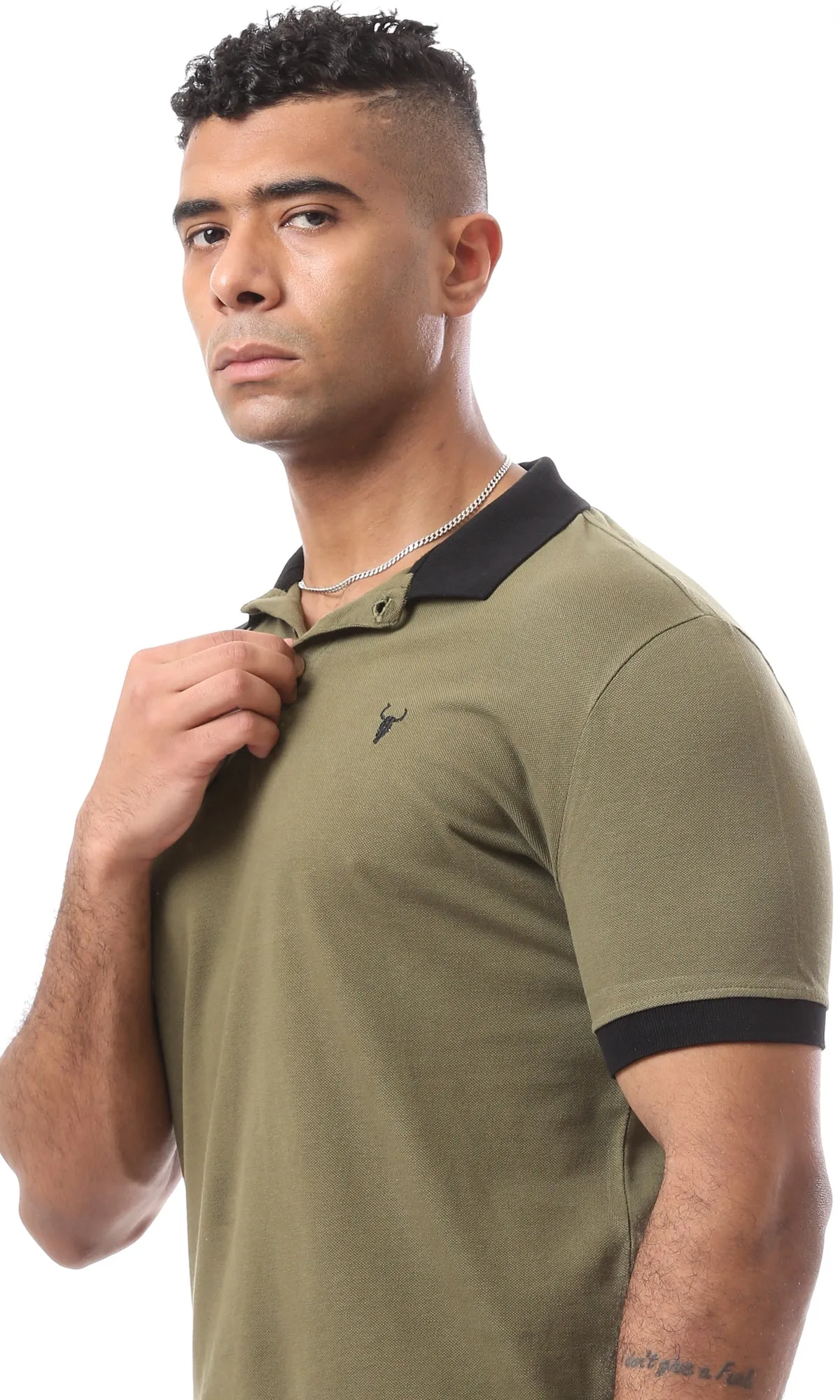 57973 Comfy Classic Collar Buttoned Dark Khaki Polo Shirt