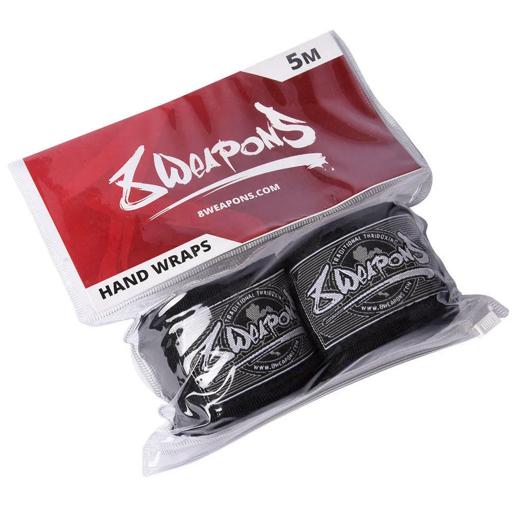 8 Weapons 5m Hand Wraps Black