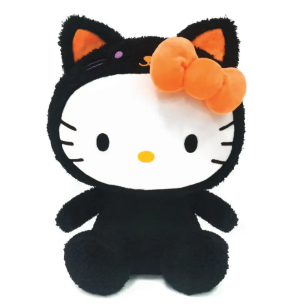 9" Sanrio Hello Kitty in Black Cat Costume with Orange Bow Halloween Stuffed Plush