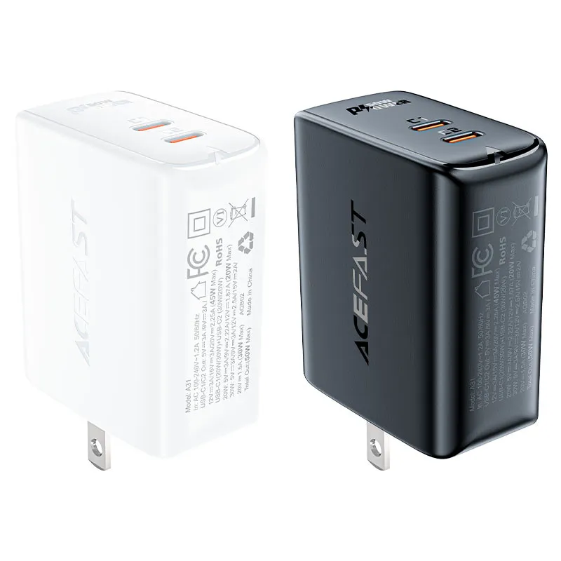 ACEFAST A31 PD 50W GAN (USB-C USB-C) DUAL PORT CHARGER - WHITE