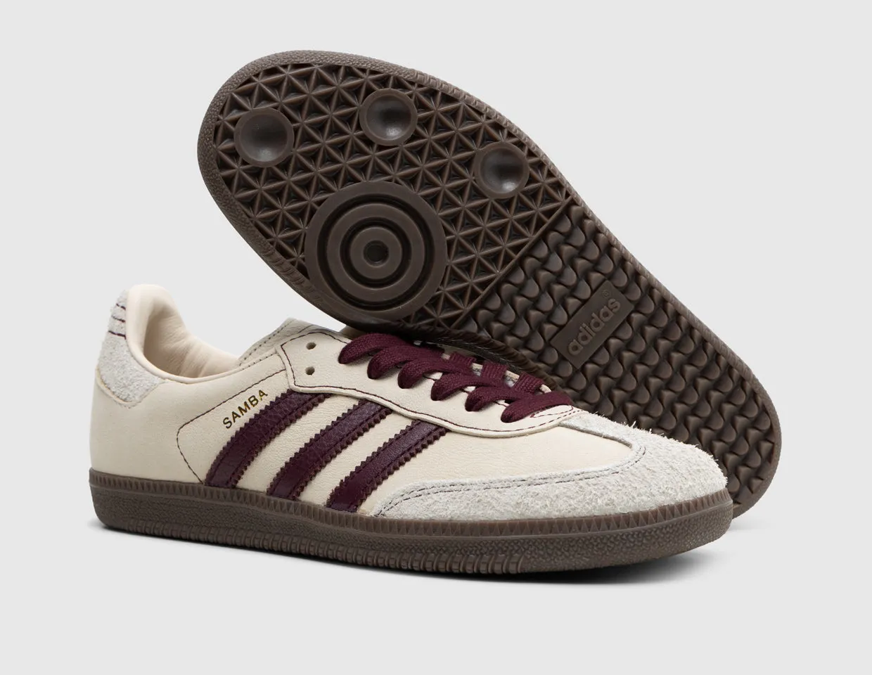 adidas Originals Women's Samba OG Wonder White / Maroon - Putty Grey