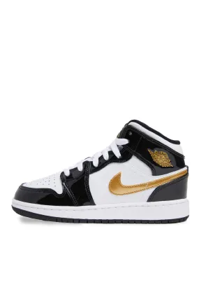 Air Jordan Kids 1 Mid SE 'Black/Metallic Gold'