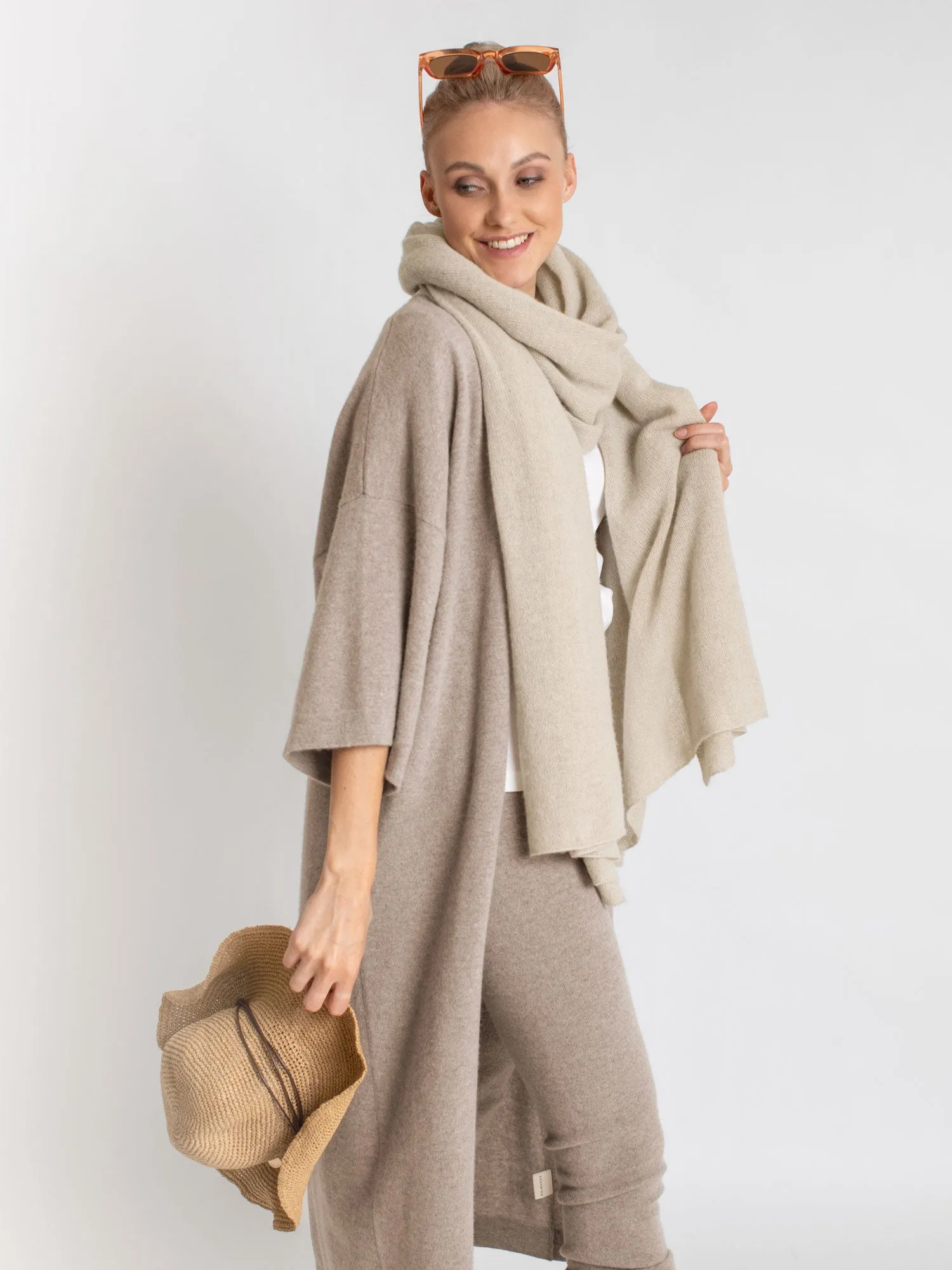 Airy cashmere scarf "Flow" - ginger