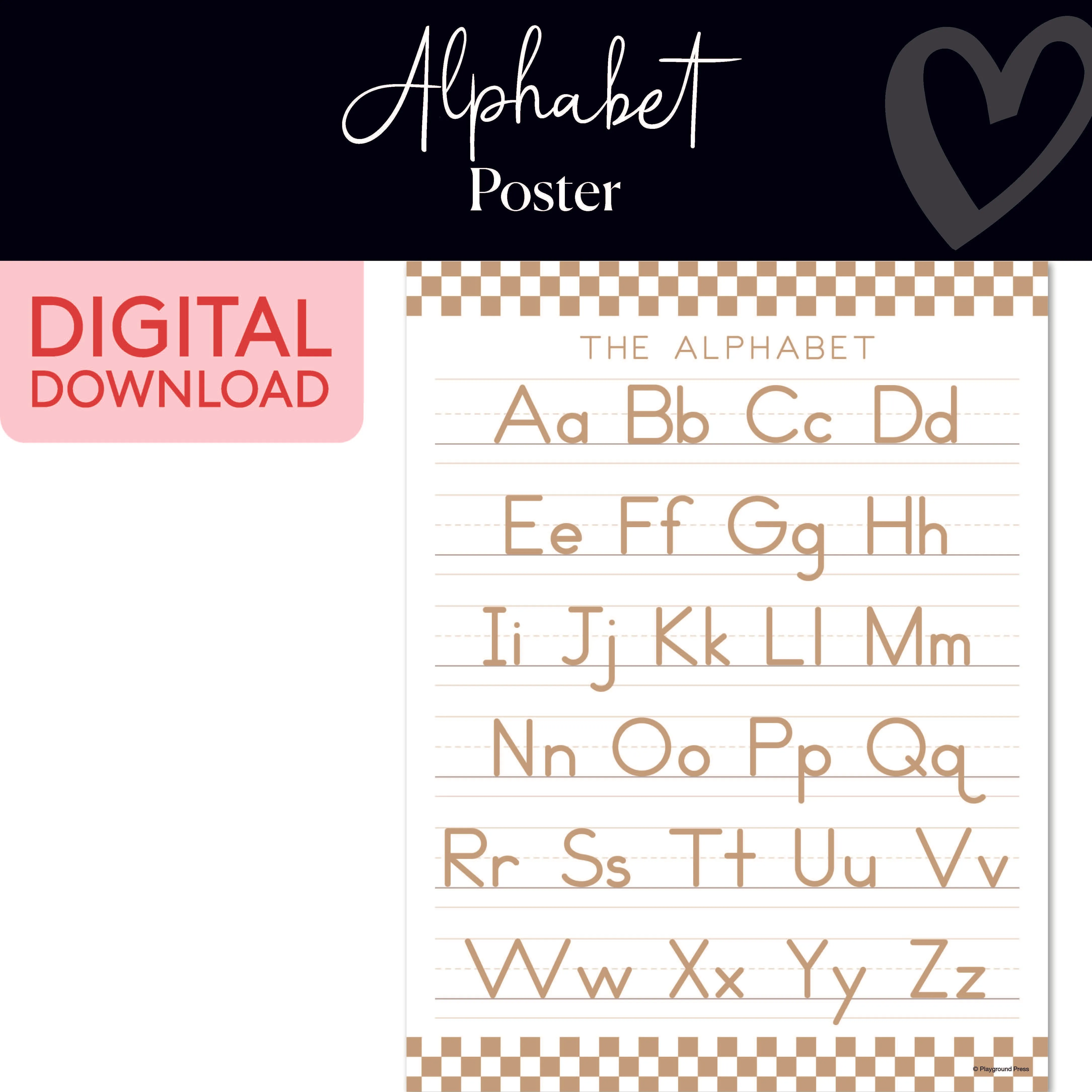 Alphabet | Classroom Posters | Printable Classroom Decor | Schoolgirl Style