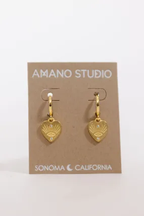 Amano Studio Heart with Eye Huggie Hoop Earrings