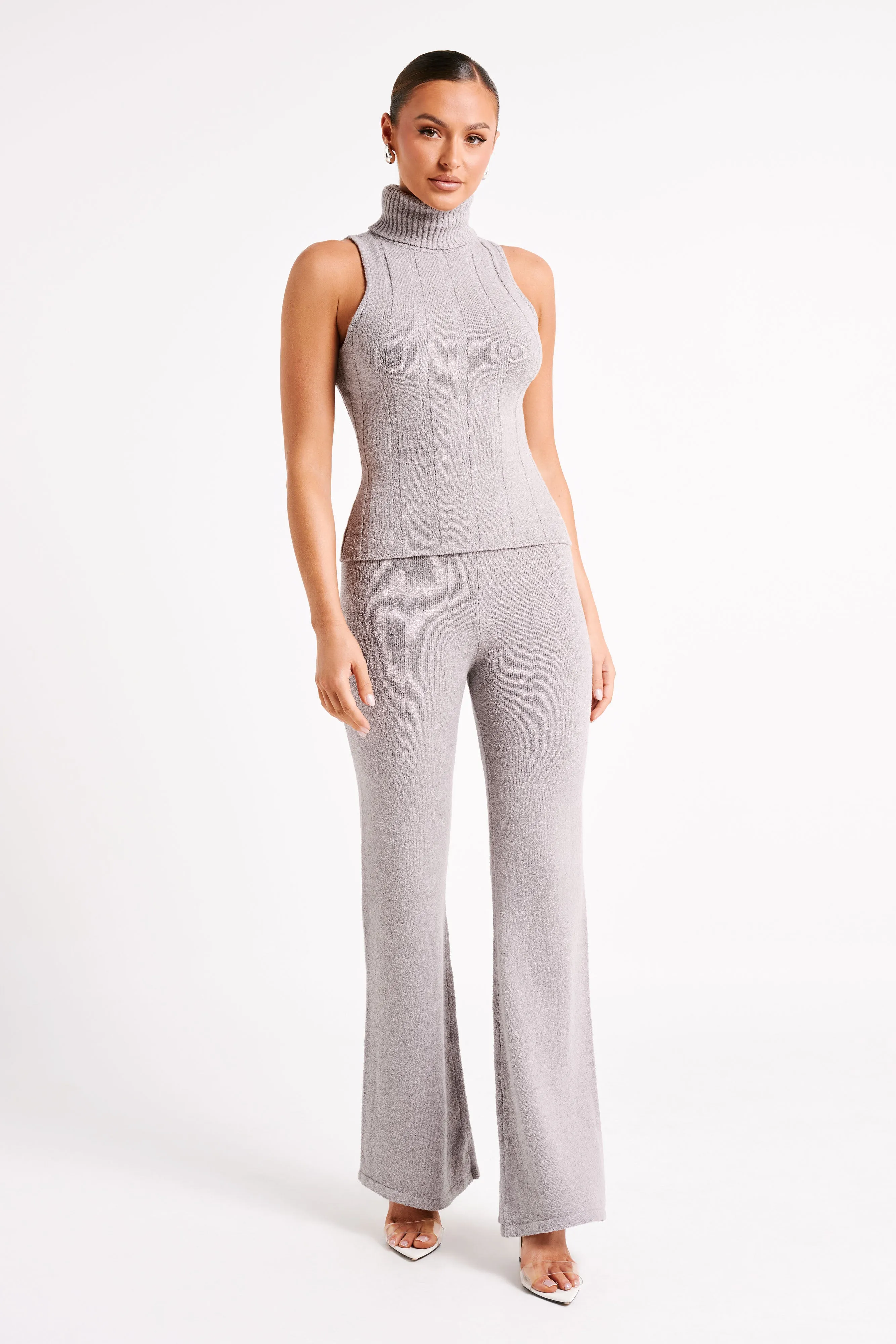 Angelina Ribbed Turtleneck - Grey Marle