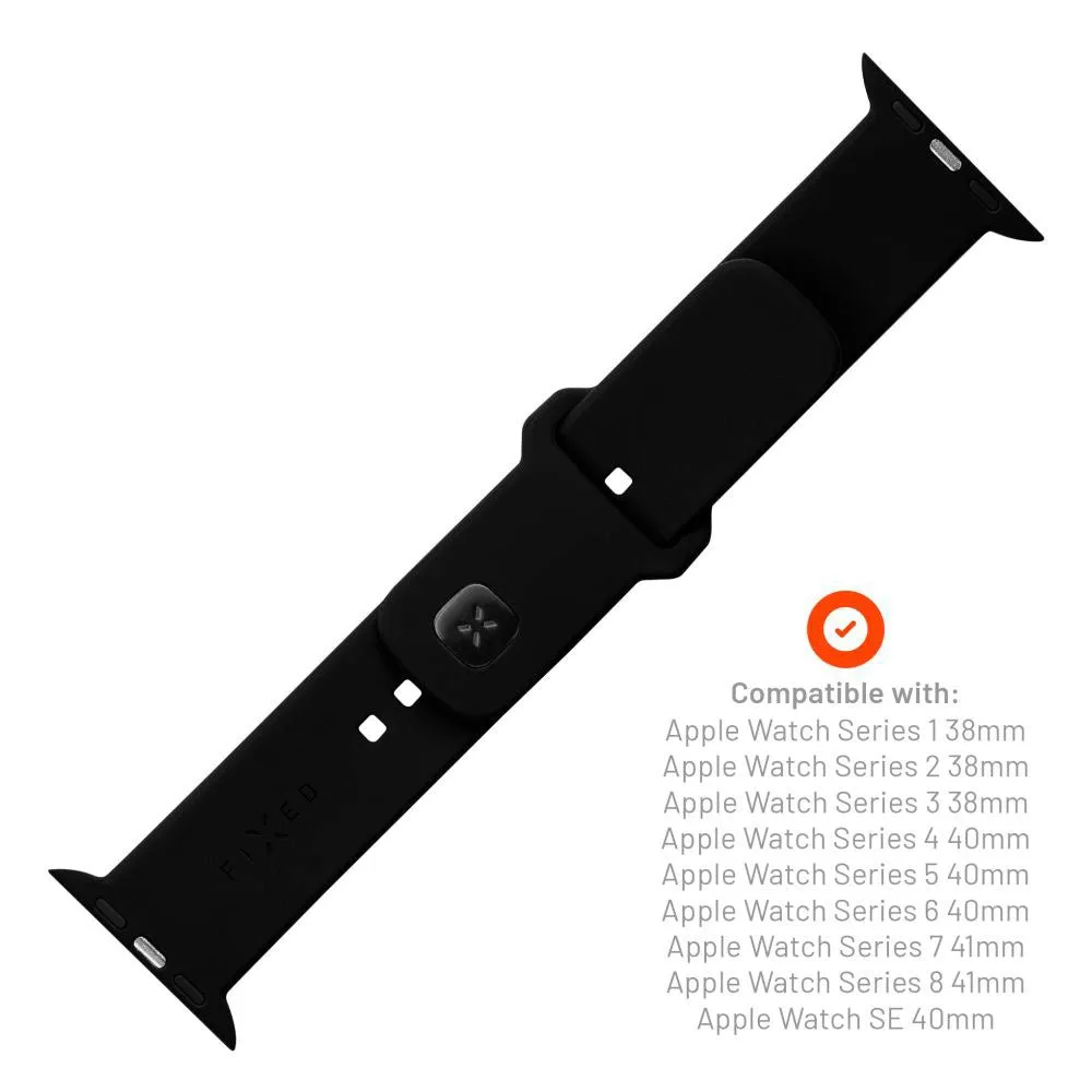 Apple Watch (38 / 40 / SE / 41mm) Fixed Sporty Silikone Rem Sæt - Sort