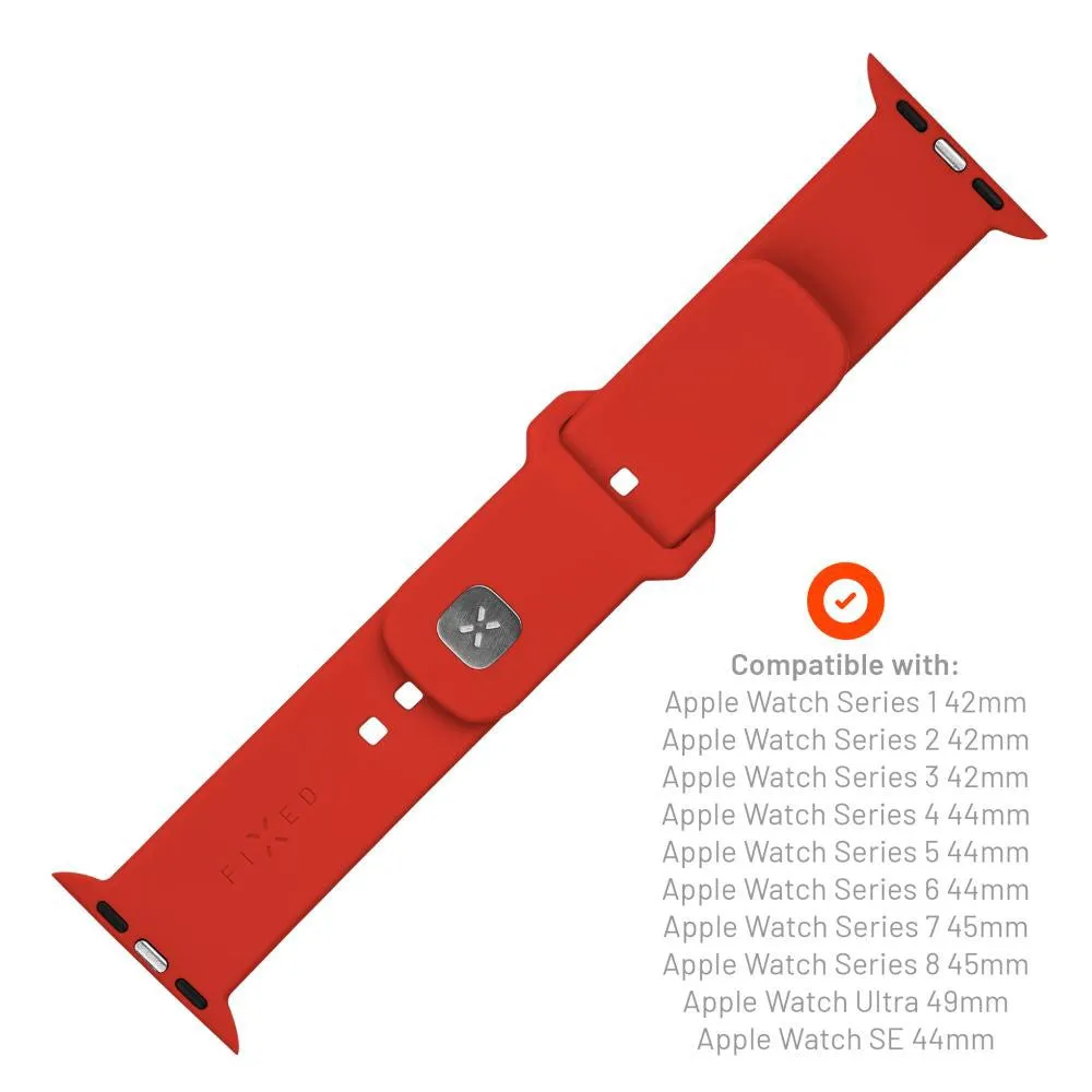 Apple Watch (42 / 44 / 45 / SE / 49mm) Fixed Sporty Silikone Rem Sæt - Rød