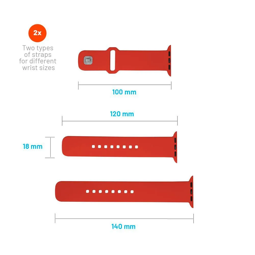 Apple Watch (42 / 44 / 45 / SE / 49mm) Fixed Sporty Silikone Rem Sæt - Rød