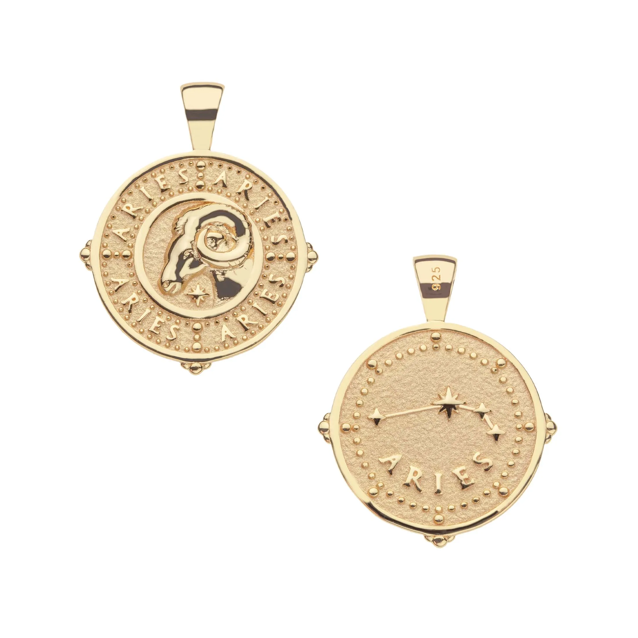 ARIES JW Small Zodiac Pendant Coin - Mar 21 - Apr 19