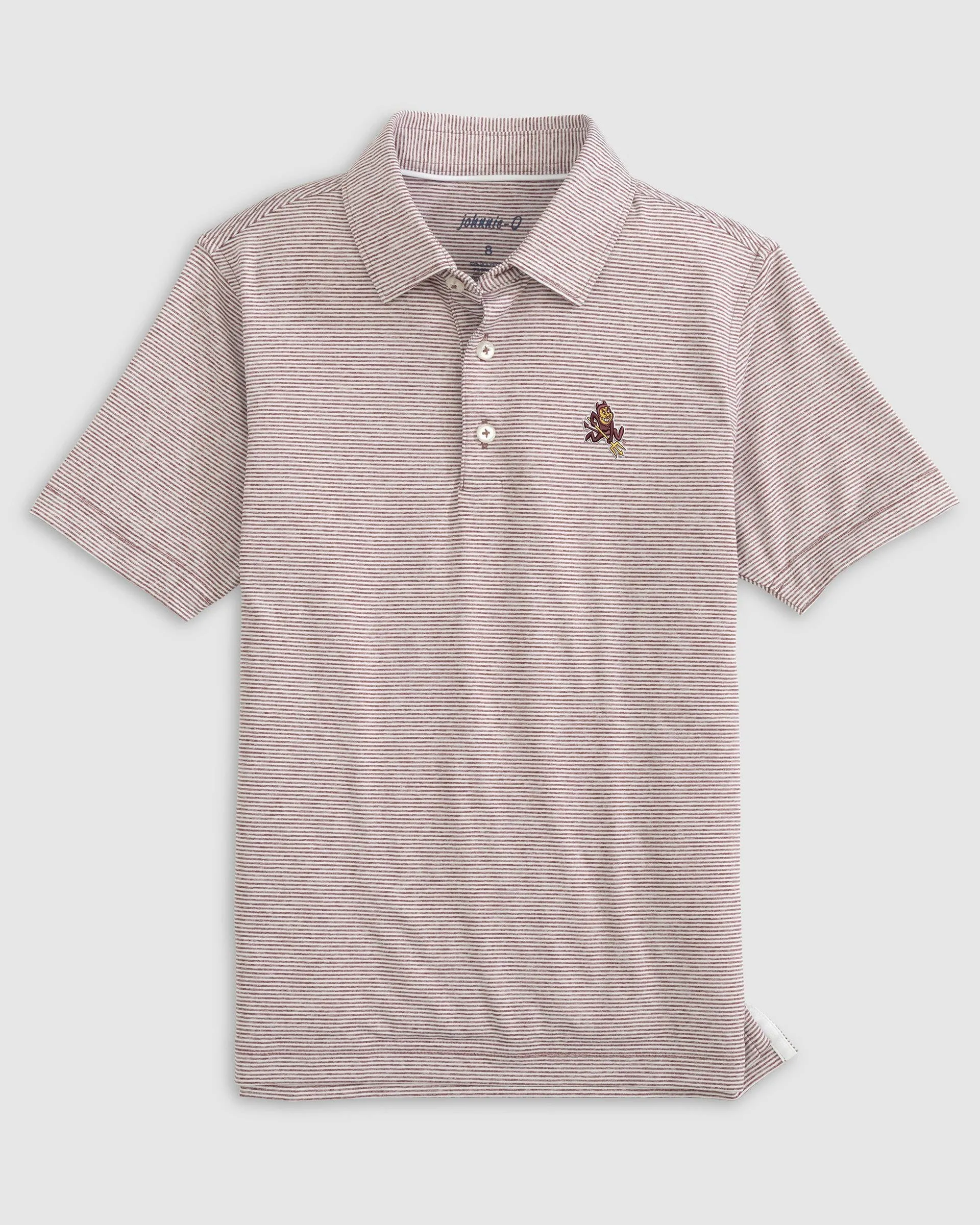 Arizona State Lyndonn Jr. Striped Jersey Performance Polo - Sparky Logo