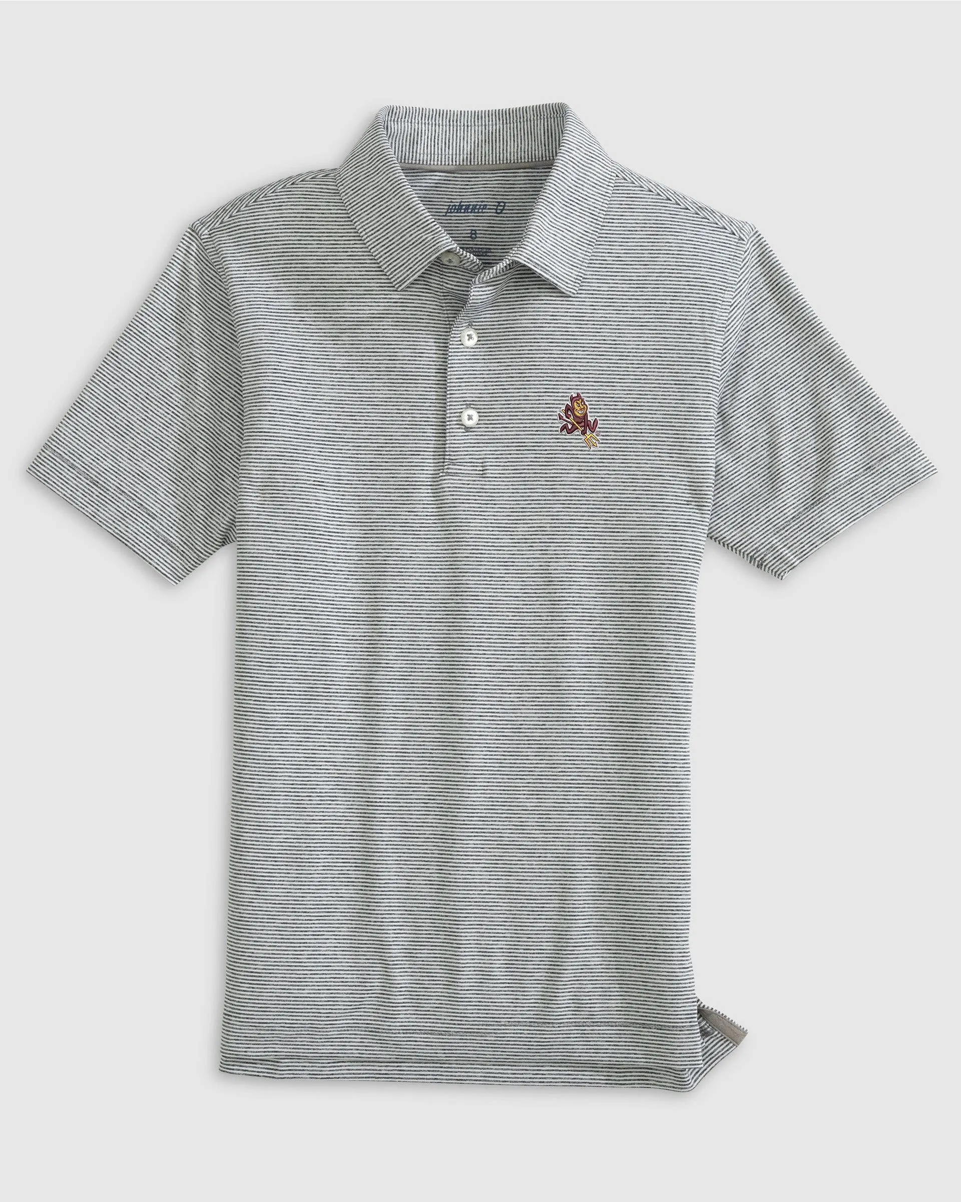 Arizona State Lyndonn Jr. Striped Jersey Performance Polo - Sparky Logo