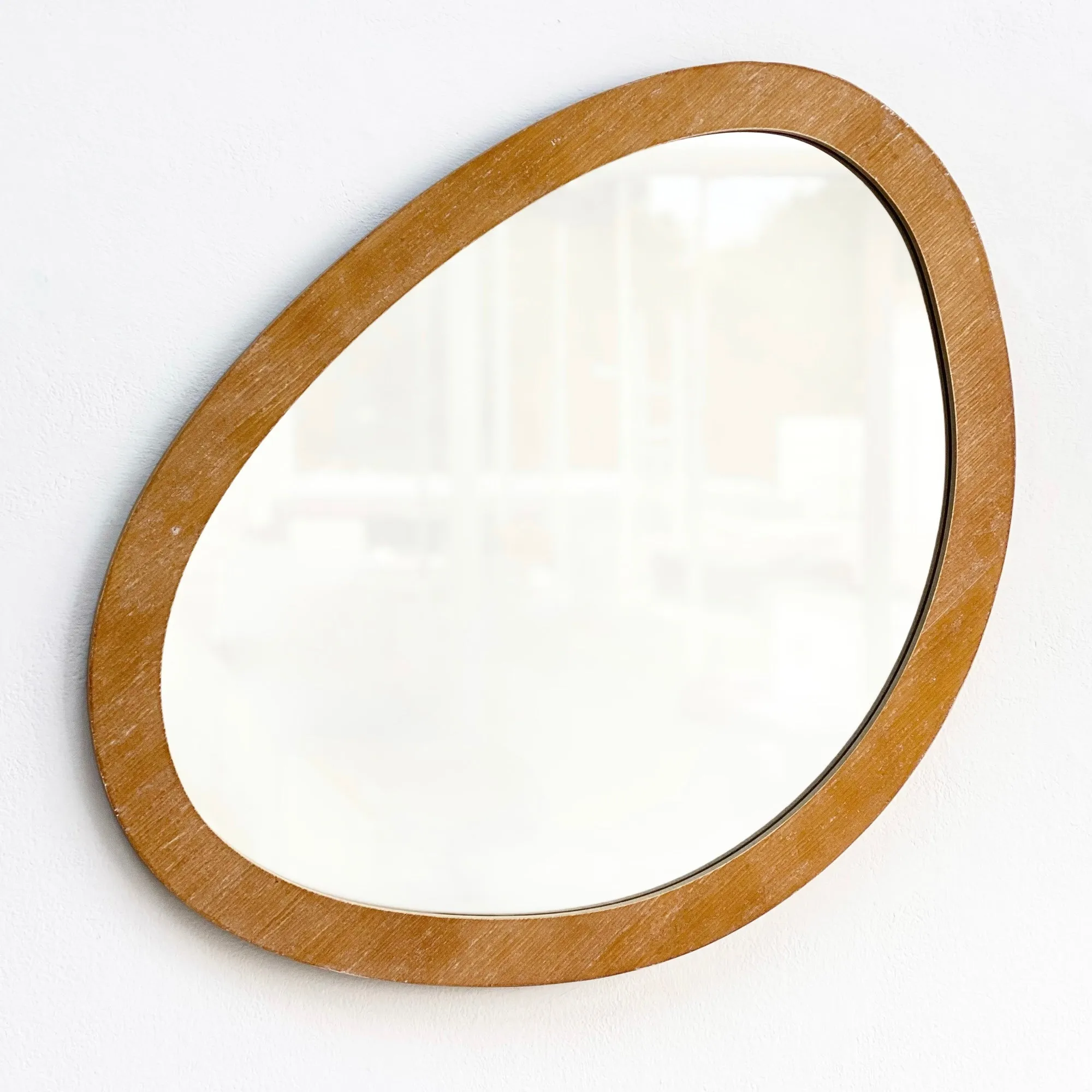 Asymmetrical Acorn Wood Wall Mirror