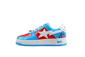 BAPE STA Low-Top Sneakers in Blue and Red Captain America Edition