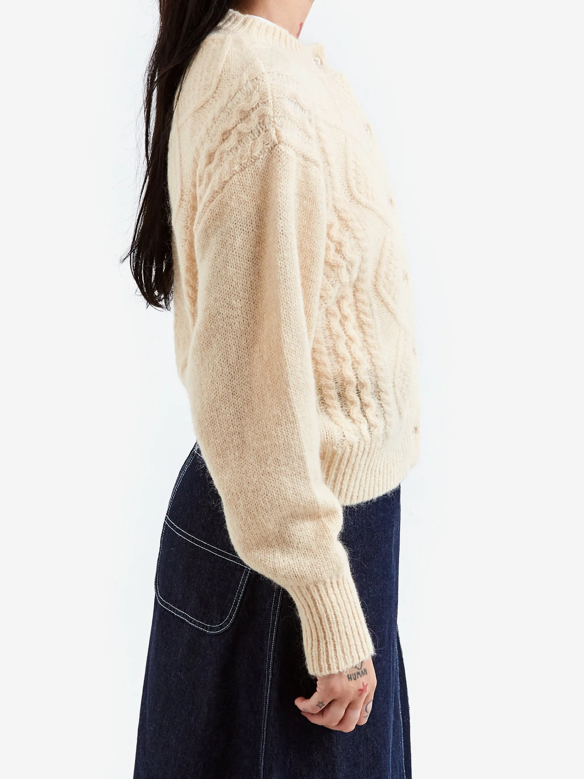 Beams Boy Mohair Alan Cardigan - Ivory