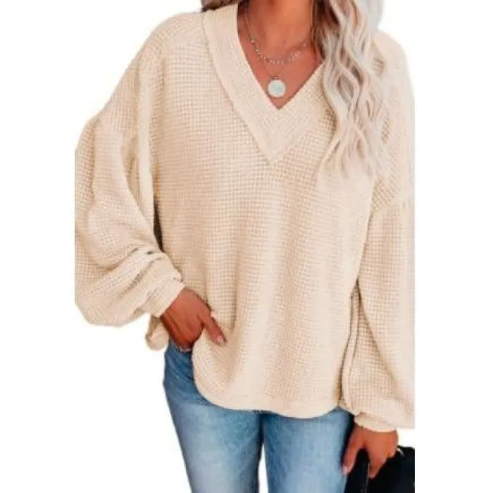 Beige Waffle Weave Top