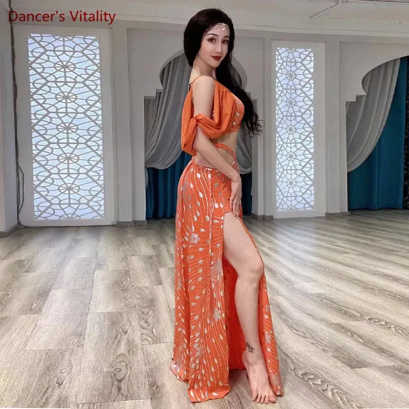 Belly Dance Performance Costume Set for Adult Children Belly Dancing Half Sleeves Top skirt 2pcs Female  Oriental Dance Outfit