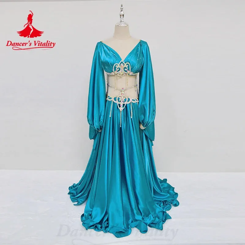 Belly Dance Performance Dress Senior Satin Bra long Skirt 2pcs for Women Bellydance Competiton Costume Oriental Wear Outfit