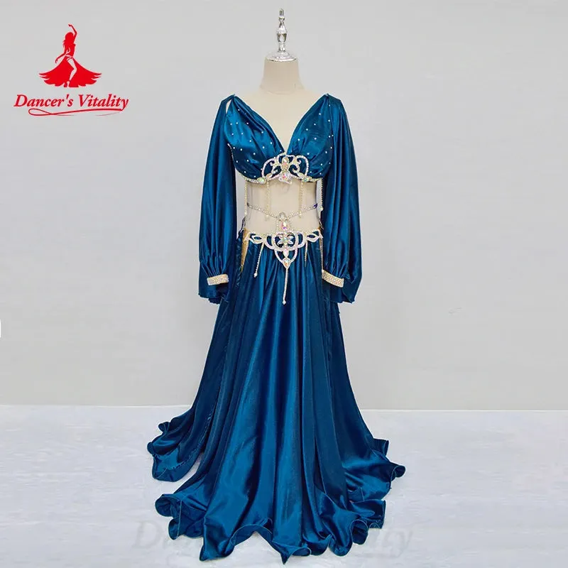 Belly Dance Performance Dress Senior Satin Bra long Skirt 2pcs for Women Bellydance Competiton Costume Oriental Wear Outfit