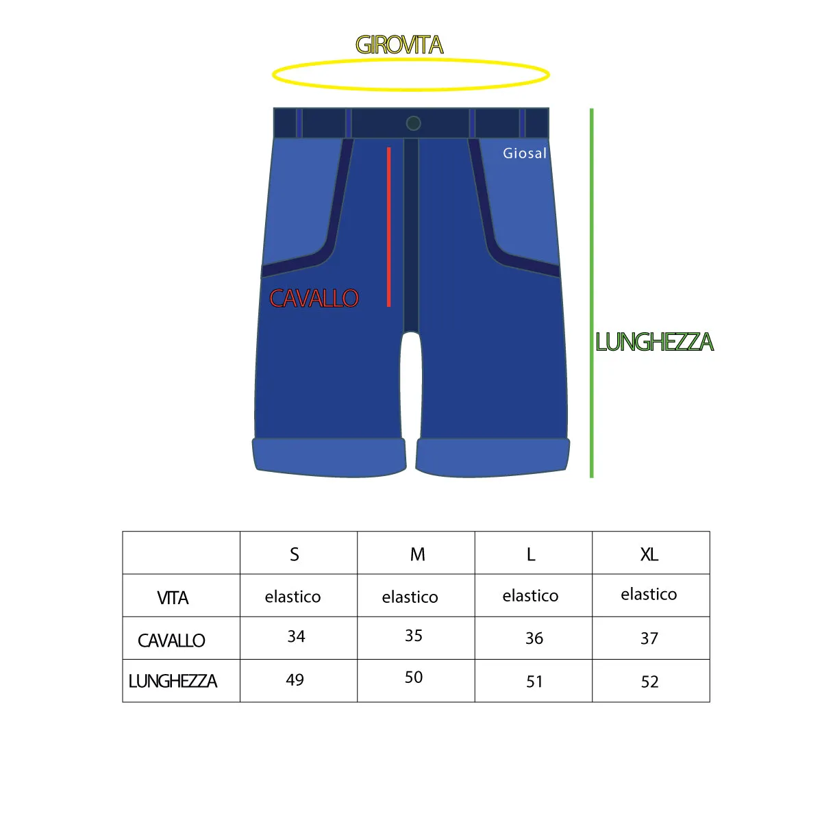 Bermuda Pantaloncino Uomo Corto Over Tinta Unita Bianco GIOSAL-PC1483A