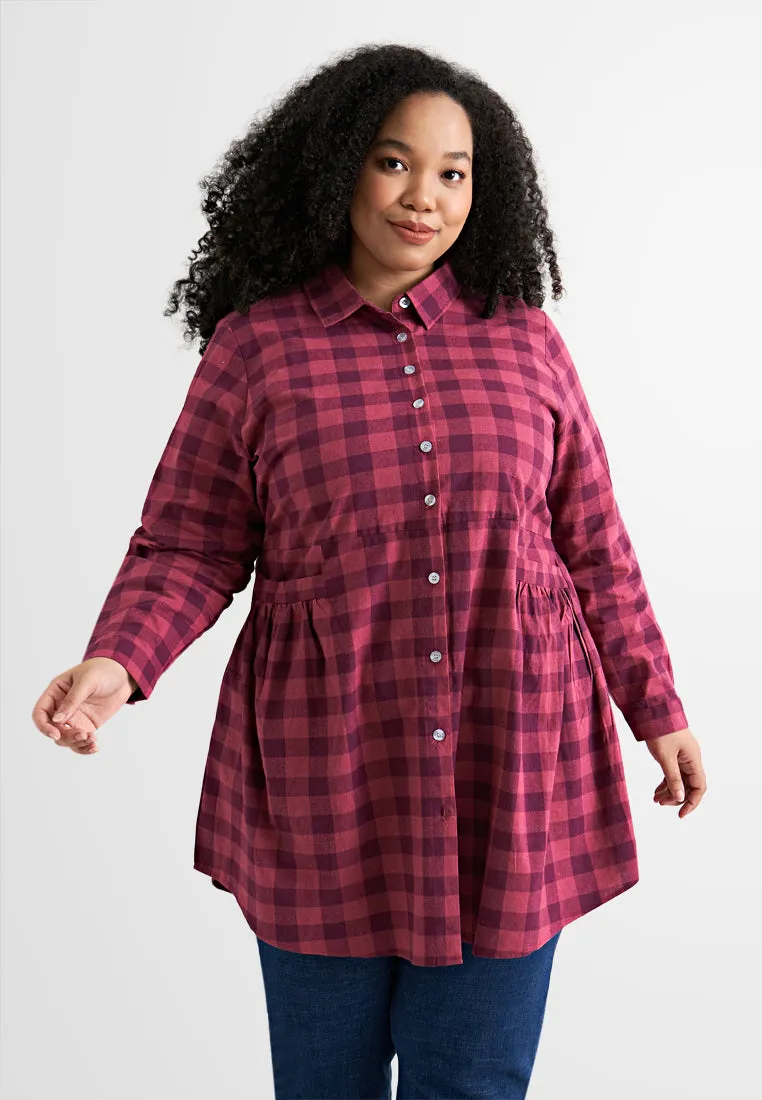 Bethany Pocket Checkered Long Blouse