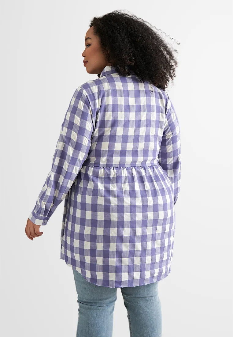 Bethany Pocket Checkered Long Blouse