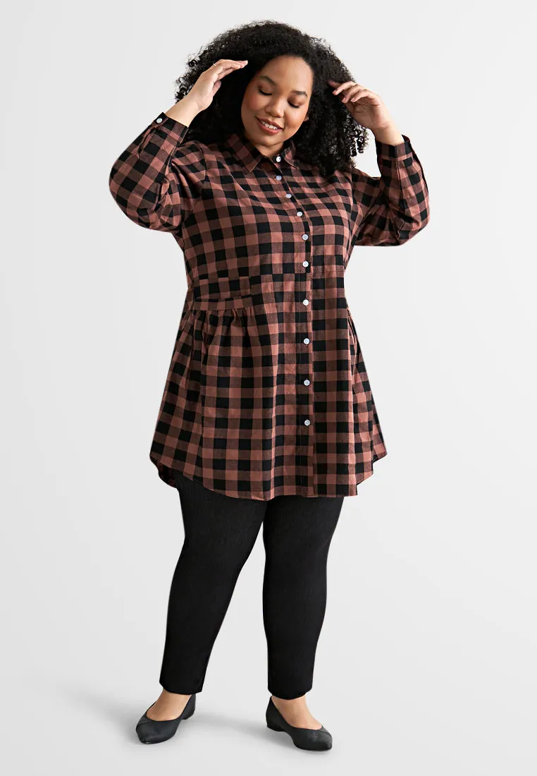 Bethany Pocket Checkered Long Blouse