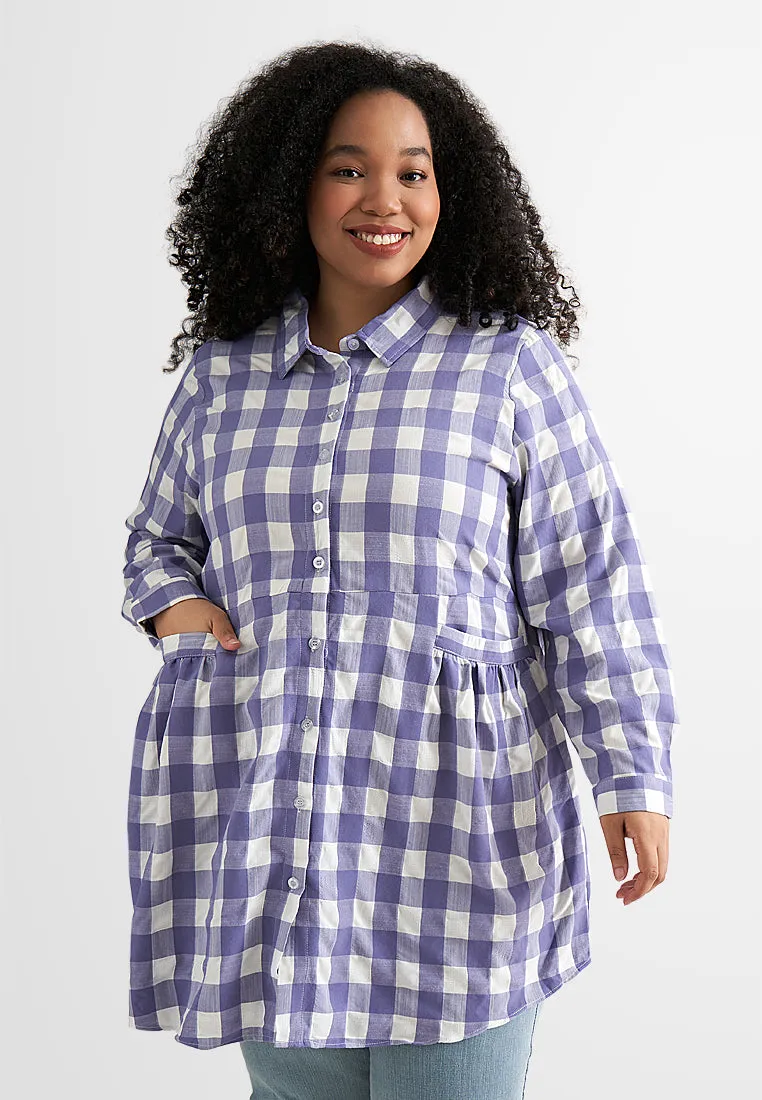 Bethany Pocket Checkered Long Blouse