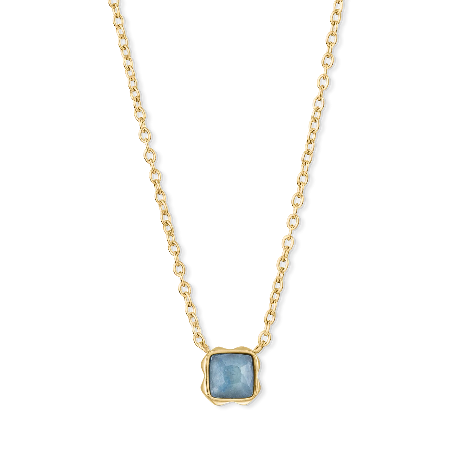 Birthstone March Necklace Blue Aventurine Gold