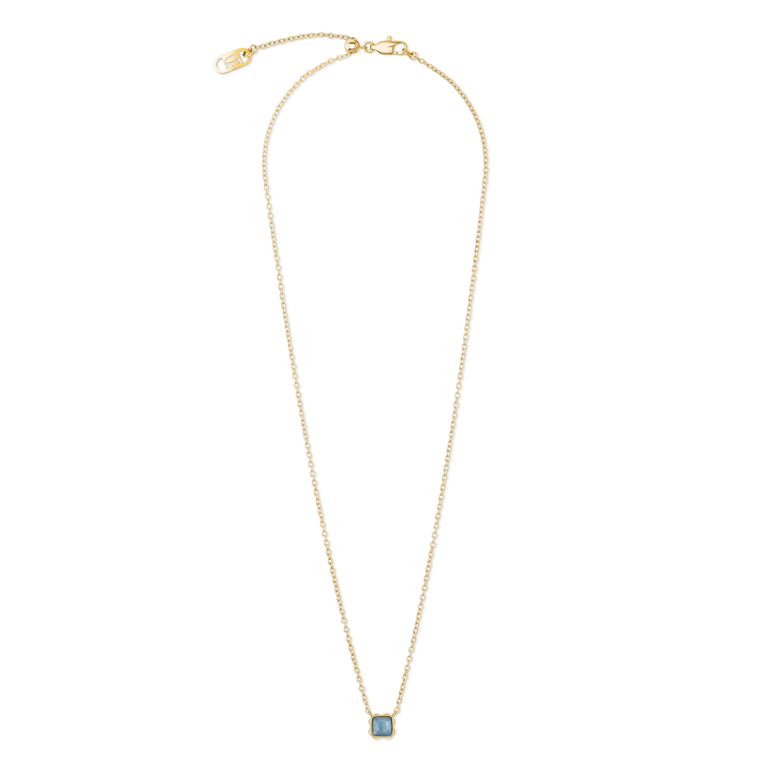 Birthstone March Necklace Blue Aventurine Gold