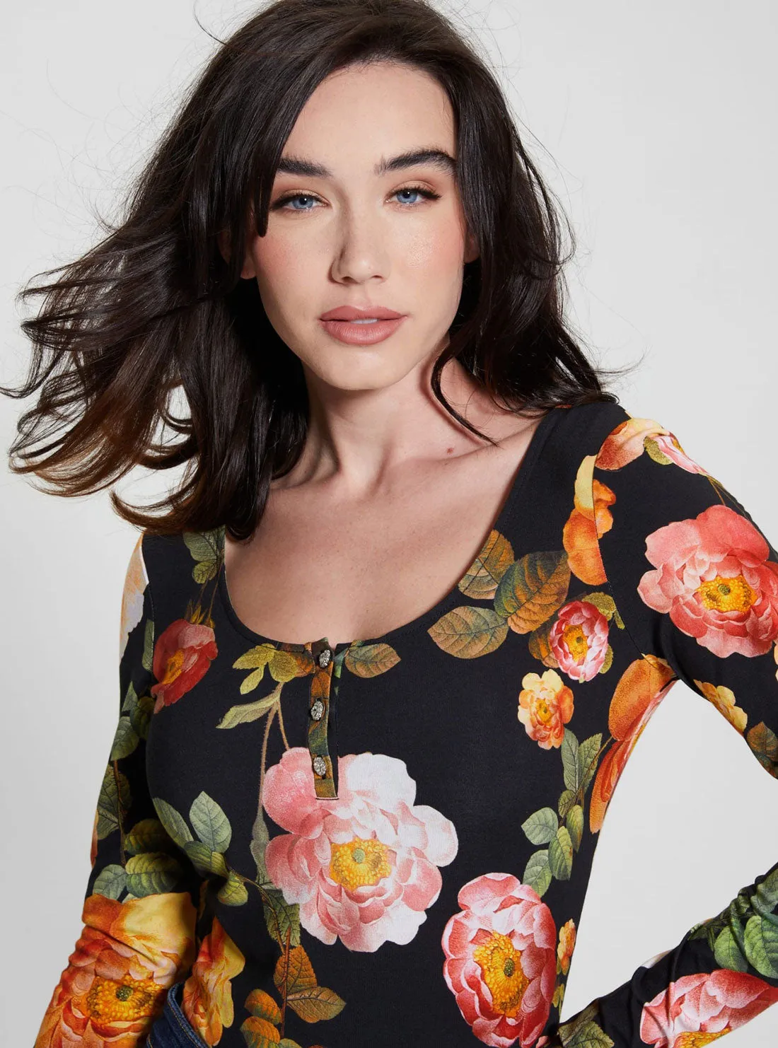 Black Floral Karla Henley Top