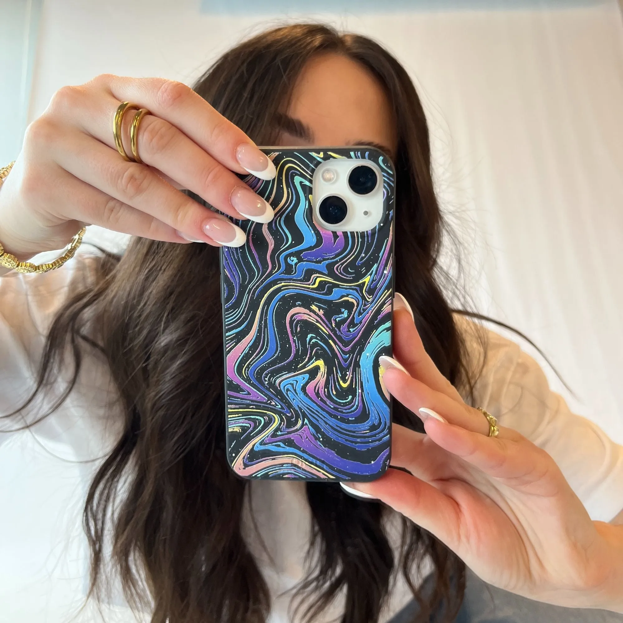 Black Galaxy Swirls iPhone 13 Pro Max Case