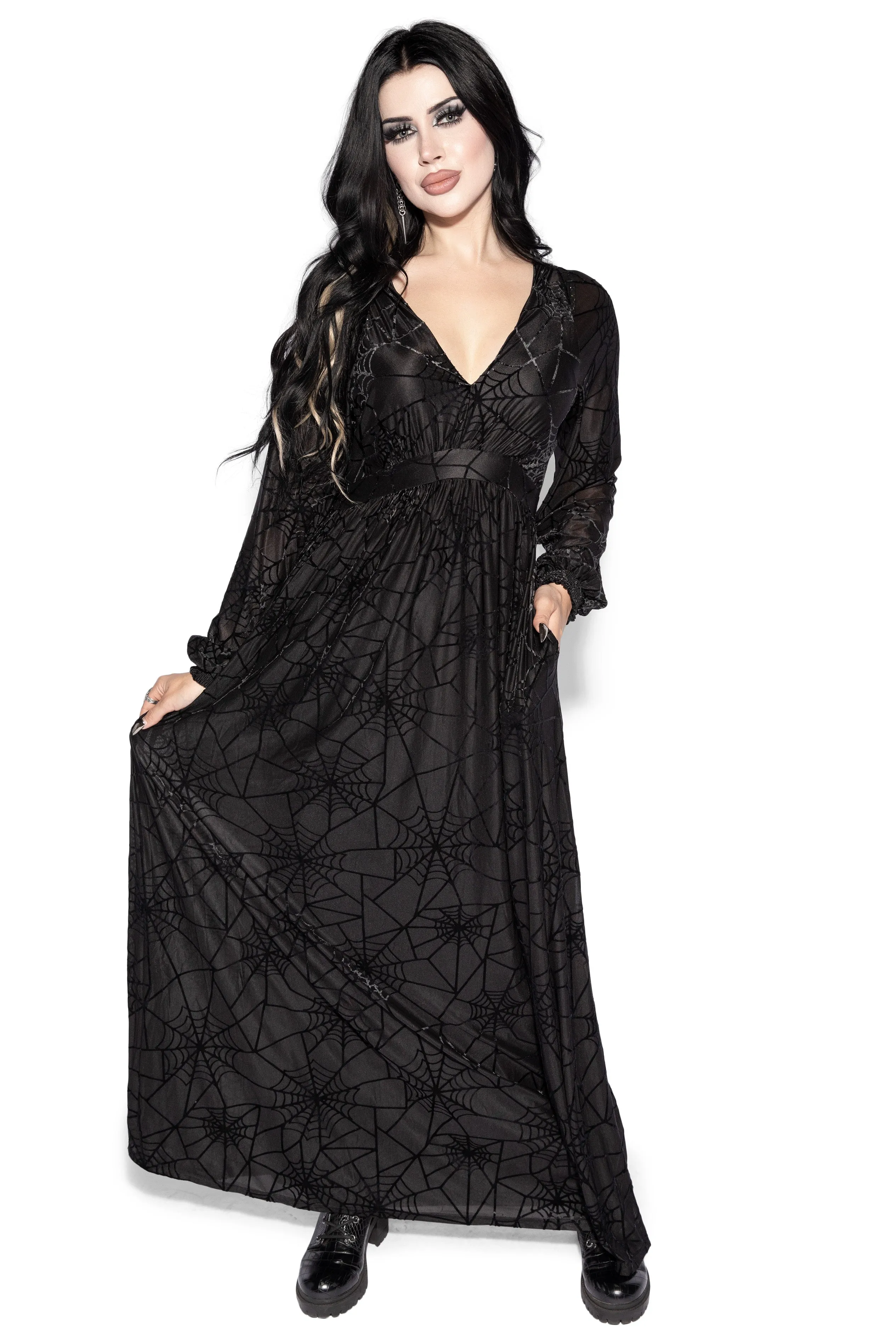 Black Spider Web Maxi Dress