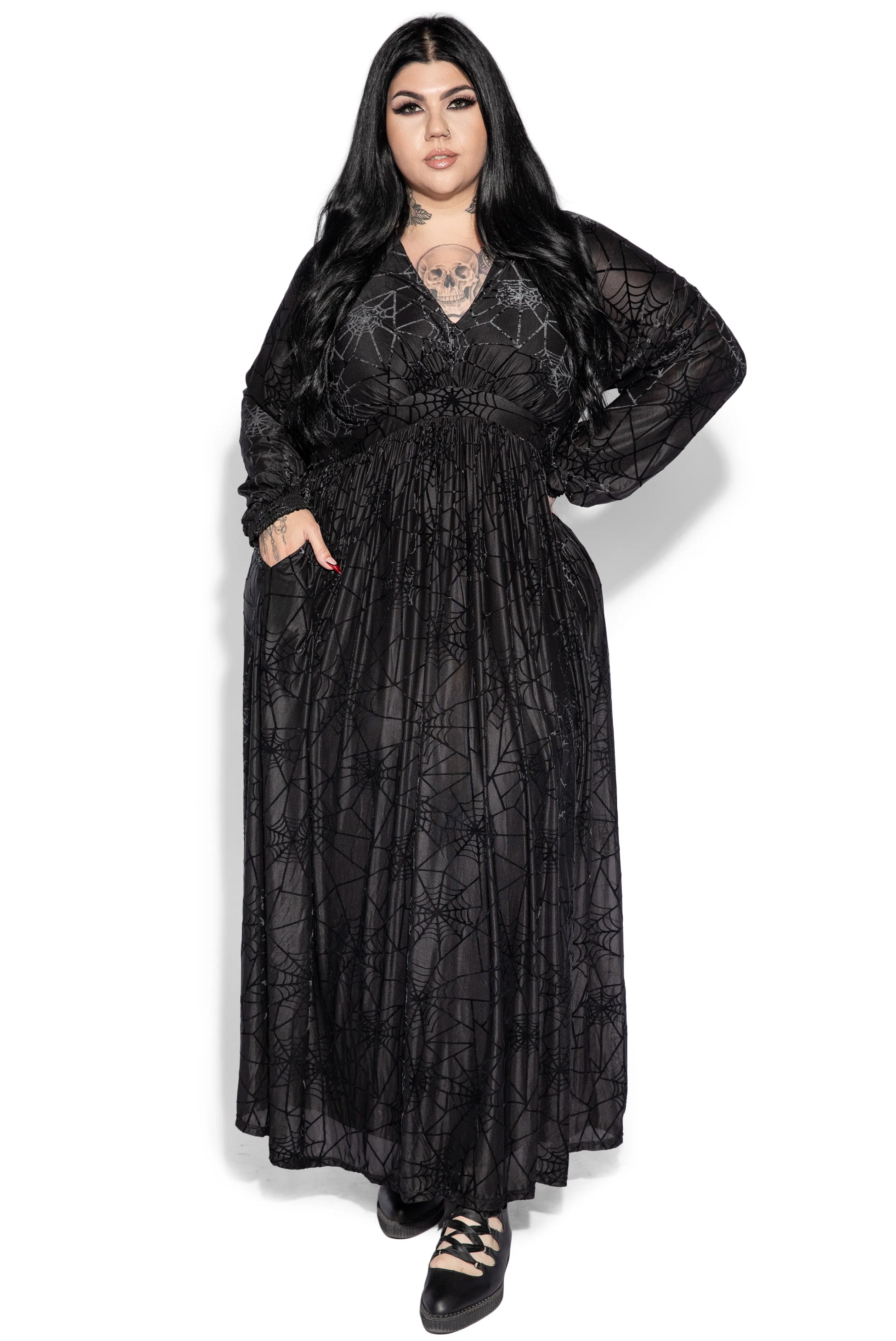 Black Spider Web Maxi Dress