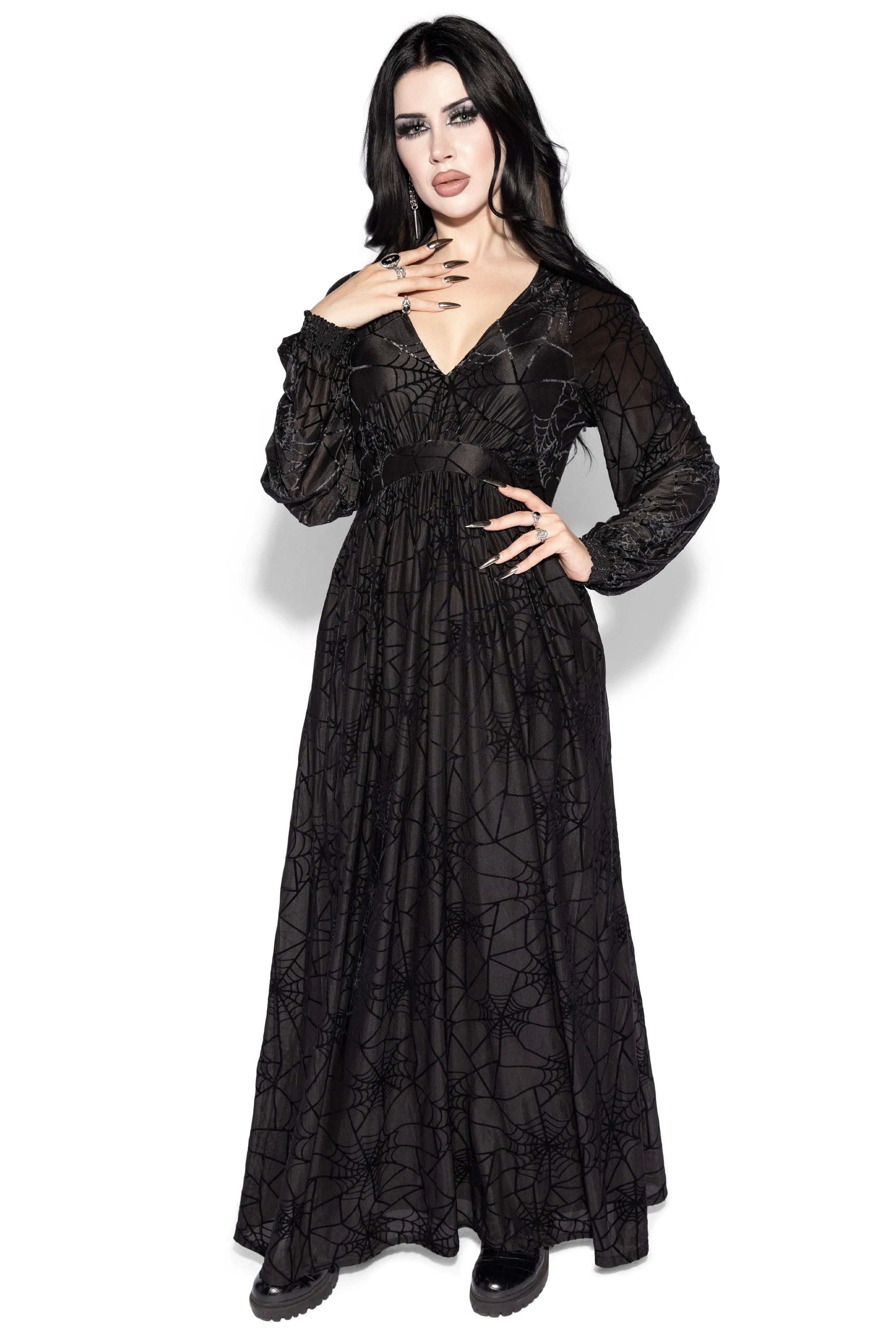 Black Spider Web Maxi Dress