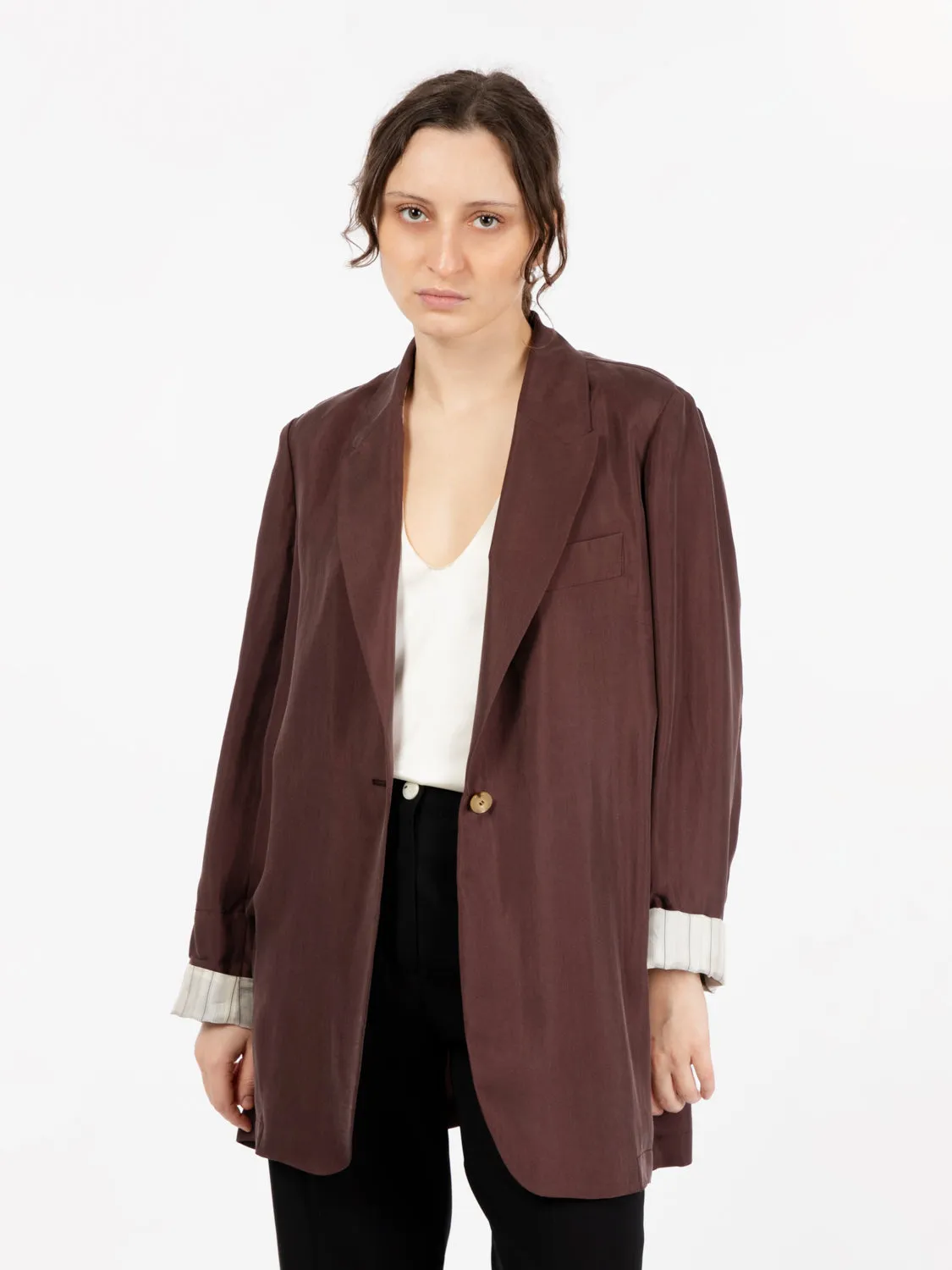 Blazer twill enzimato monopetto marrone