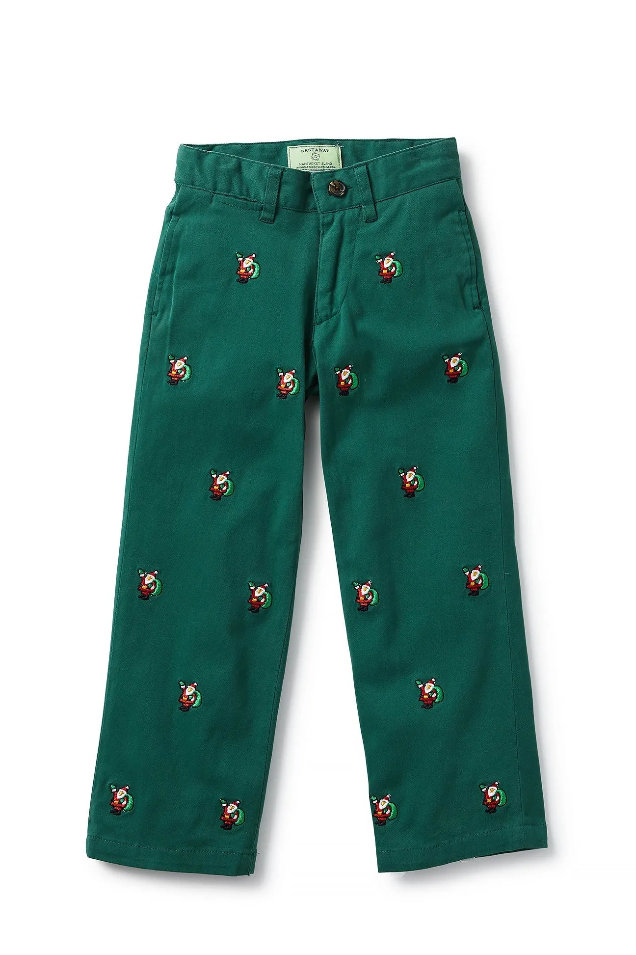 Boys Port Pant Stretch Twill Hunter with Santa