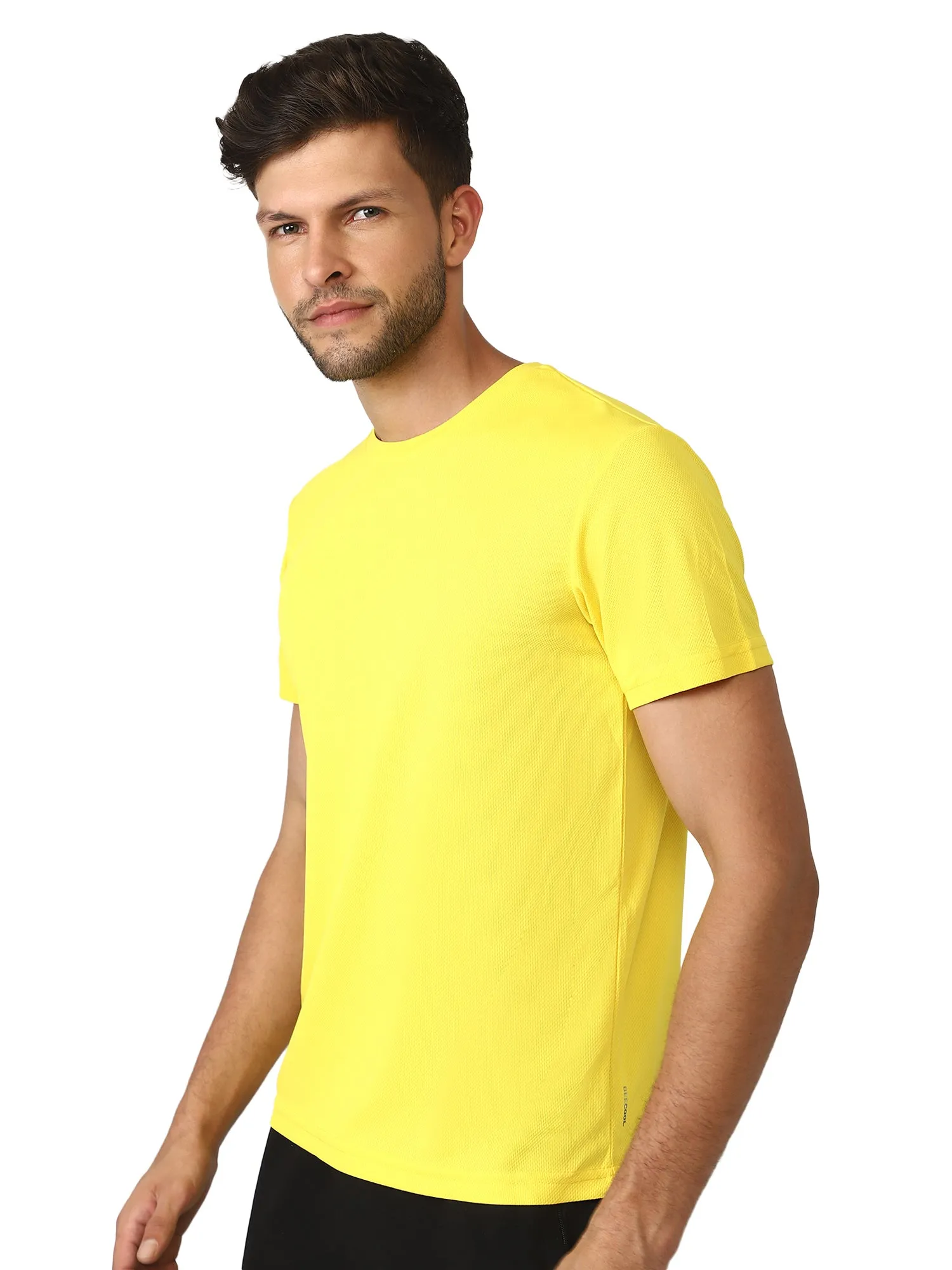 Budoc Round Neck Half Sleeve Solid Regular fit Polyester T-shirt for Men Comfortable Breathable Fabric Stretchable for Everyday Use Ideal for Yoga Training Gym Running or Performance