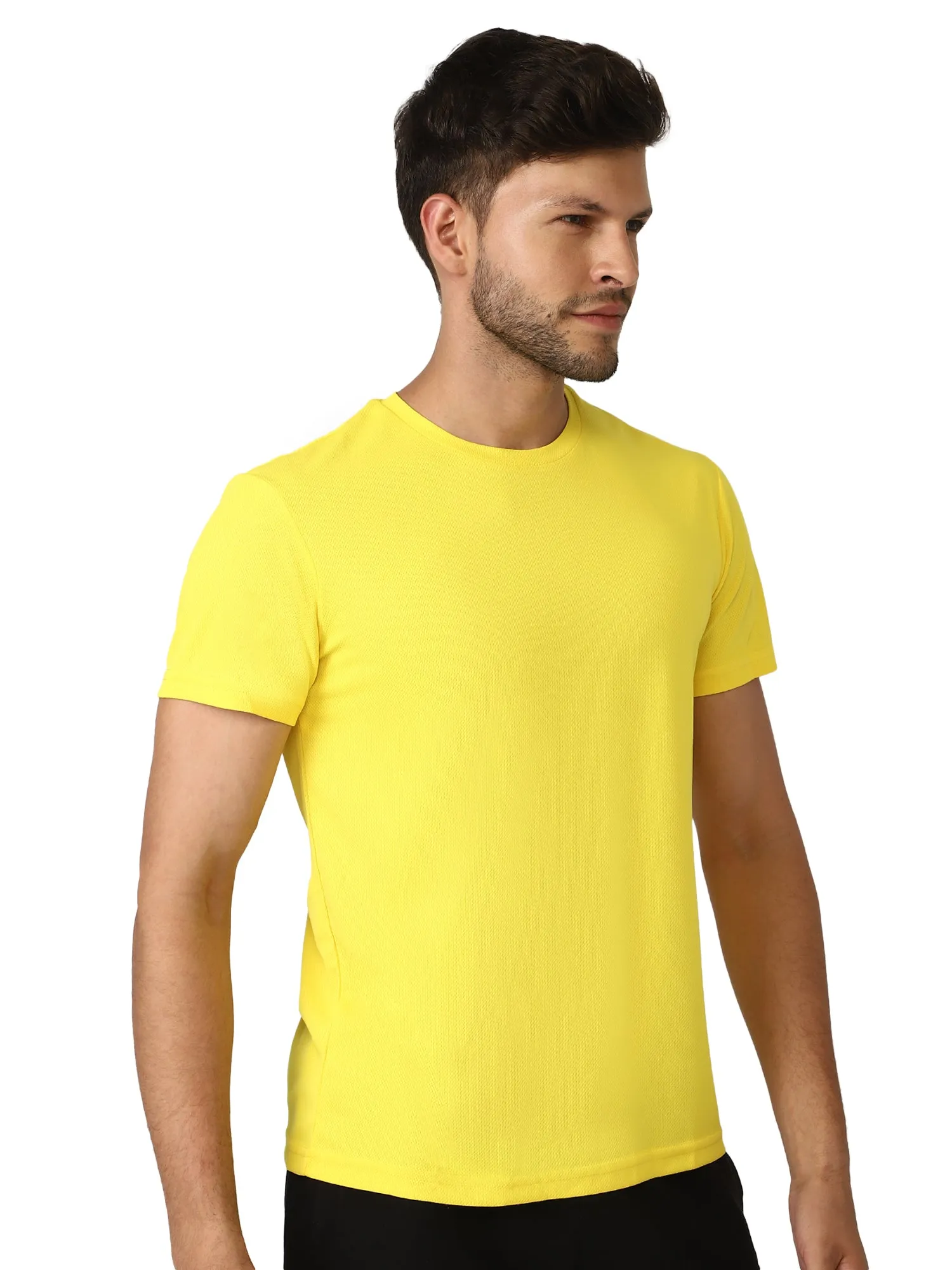 Budoc Round Neck Half Sleeve Solid Regular fit Polyester T-shirt for Men Comfortable Breathable Fabric Stretchable for Everyday Use Ideal for Yoga Training Gym Running or Performance