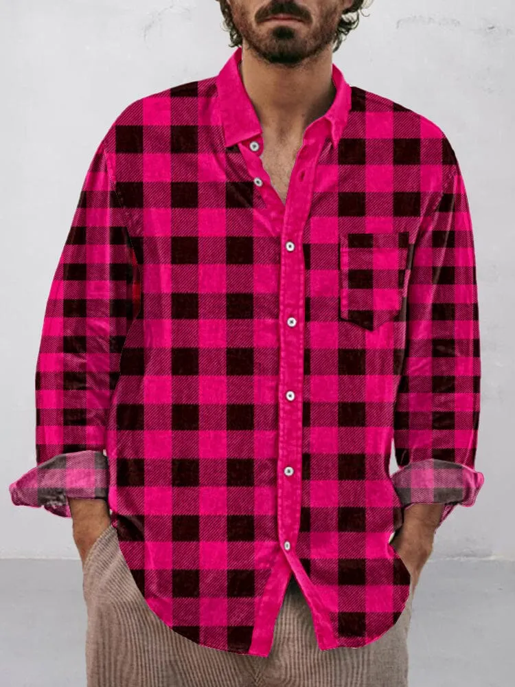 Casual Plaid Cotton Linen Shirt