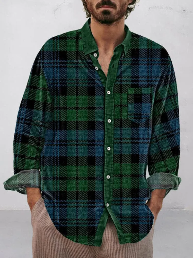 Casual Plaid Cotton Linen Shirt