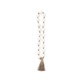 Ceramic White Bead Strand With Jute Tassel