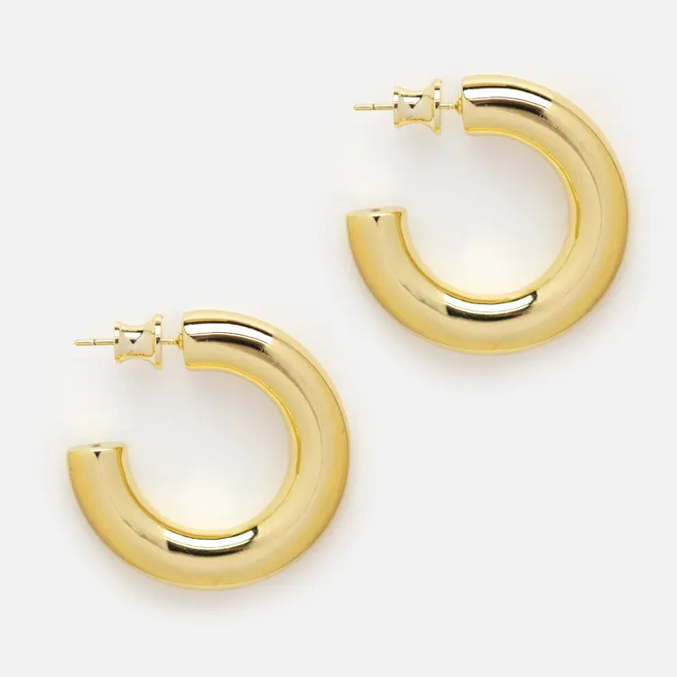 Chunky Medium Tube Hoop Earrings